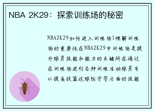NBA 2K29：探索训练场的秘密